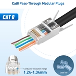 Cable Matters 20-Pack, Cat 8 Shielded RJ45 Pass-Through Modular Plugs with Strain-Relief Boots