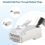 Cable Matters 20-Pack, Cat 8 Shielded RJ45 Pass-Through Modular Plugs with Strain-Relief Boots