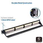 Cable Matters [UL Listed] Rackmount or Wall Mount 1U 24-Port Cat 6 Network Patch Panel with Support Bar