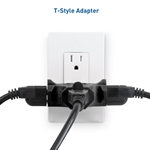 Cable Matters 3-Pack,T-Shaped 3-Outlet Grounded Wall Tap in Black