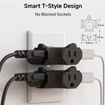 Cable Matters 3-Pack,T-Shaped 3-Outlet Grounded Wall Tap in Black