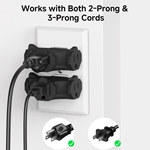 Cable Matters 3-Pack,T-Shaped 3-Outlet Grounded Wall Tap in Black