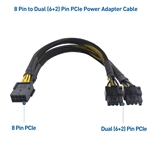 Cable Matters 2-Pack, 8 Pin to Dual (6+2) Pin PCIe Power Adapter Cable - 9 Inches