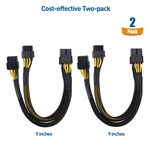 Cable Matters 2-Pack, 8 Pin to Dual (6+2) Pin PCIe Power Adapter Cable - 9 Inches