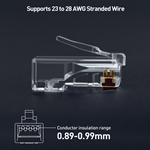 200-Pack, Cat 6 RJ45 Modular Plugs for 23-28 AWG Solid or Stranded UTP Cable