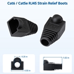Durable Ethernet strain relief boots for RJ45 and Cat6 cables, cost-effective 100-pack for custom cable protection.