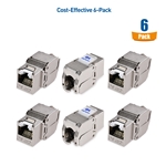 Cable Matters [UL Listed] 6-Pack Cat6A Shielded Metal RJ45 Keystone Jacks
