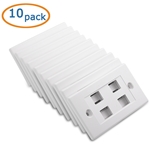 Cable Matters [UL Listed] 10-Pack Wall Plate with 4-Port Keystone Jack in White