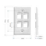 Cable Matters [UL Listed] 10-Pack Wall Plate with 4-Port Keystone Jack in White