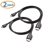 Cable Matters 2-Pack Mini HDMI to HDMI Cable - 4K Ready