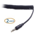 Cable Matters 2-Pack 3.5mm (1/8 Inch) Coiled Stereo Audio Cable in Black 5 Feet