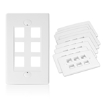 Cable Matters [UL Listed] 10-Pack Wall Plate with 6-Port Keystone Jack in White