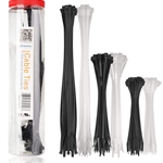 Cable Matters 200 Self-Locking 6+8+12-Inch Nylon Cable Ties in Black and White