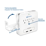 Cable Matters 3-Outlet Wall Mount Surge Protector with USB Charging and Slide-Out Smartphone Holder