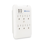 Cable Matters 6-Outlet Wall Mount Surge Protector with 2.4A Dual USB Charging