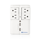 Cable Matters 4-Rotating Outlet Wall Mount Surge Protector with 3.4A Dual USB Charging