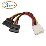 Cable Matters 3-Pack 4 Pin Molex to Dual SATA Power Y-Cable Adapter 6 Inches