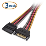 Cable Matters 3-Pack 15 Pin SATA Power Extension Cable