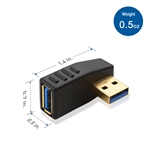 Cable Matters 2-Pack Right Angle USB 3.0 Male to Female Adapter