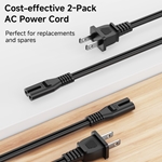 Cable Matters 2-Pack 2-Slot Non-Polarized Universal Replacement Power Cord (NEMA 1-15P to IEC C7)