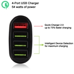 Cable Matters 54W/9.6A 4-Port USB Car Charger with Certified Qualcomm Quick Charge 2.0 Technology