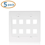 Cable Matters [UL Listed] 5-Pack 8-Port Keystone Wall Plate in White