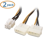 Cable Matters 2-Pack PCI-E 6 Pin to 2 Molex Power Cable 6 Inches