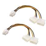 Cable Matters 2-Pack PCI-E 6 Pin to 2 Molex Power Cable 6 Inches