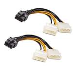 Cable Matters 2-Pack PCI-E 8 Pin to 2 Molex Power Cable 4 Inches