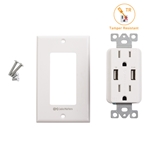 Cable Matters Tamper Resistant Duplex AC Outlet with 3.4A USB Charging