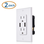 Cable Matters 2-Pack Tamper Resistant 15A Duplex Outlet with 4A USB Charging