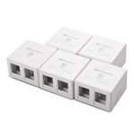 Cable Matters [UL Listed] 5-Pack 2-Port Keystone Jack Surface Mount Box in White