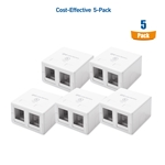 Cable Matters [UL Listed] 5-Pack 2-Port Keystone Jack Surface Mount Box in White