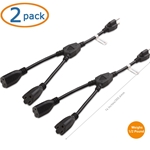 Cable Matters 2-Pack 2-Outlet AC Power Cord Y-Splitter - 1.2 Ft