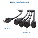 Cable Matters 2-Pack 4-Outlet AC Power Cord Y-Splitter 1.5 Ft
