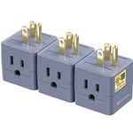 Cable Matters 3-Pack 3-Outlet Grounded Cube Wall Tap