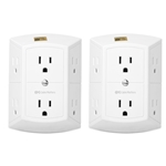 Cable Matters 2-Pack 6-Outlet Grounded Three Sided Wall Tap