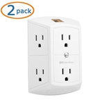 Cable Matters 2-Pack 6-Outlet Grounded Three Sided Wall Tap