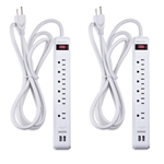 Cable Matters 2-Pack 6-Outlet Surge Protector Power Strip with USB Charging Ports