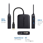 Cable Matters USB-C Multiport Adapter with DVI, 2x USB 3.0, Gigabit Ethernet, and Power Delivery in Black