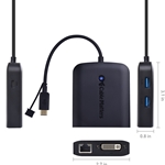 Cable Matters USB-C Multiport Adapter with DVI, 2x USB 3.0, Gigabit Ethernet, and Power Delivery in Black