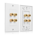 Cable Matters 2-Pack Banana Jack Binding Post Wall Plate for 2 Speakers in White