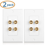 Cable Matters 2-Pack Banana Jack Binding Post Wall Plate for 2 Speakers in White