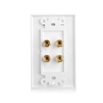 Cable Matters 2-Pack Banana Jack Binding Post Wall Plate for 2 Speakers in White