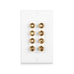 Cable Matters Banana Jack Binding Post Wall Plate for 4 Speakers in White