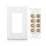 Cable Matters Banana Jack Binding Post Wall Plate for 4 Speakers in White