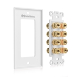 Cable Matters Banana Jack Binding Post Wall Plate for 4 Speakers in White