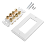 Cable Matters Banana Jack Binding Post Wall Plate for 4 Speakers in White