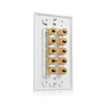 Cable Matters Banana Jack Binding Post Wall Plate for 5 Speakers in White