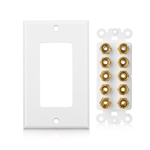 Cable Matters Banana Jack Binding Post Wall Plate for 5 Speakers in White